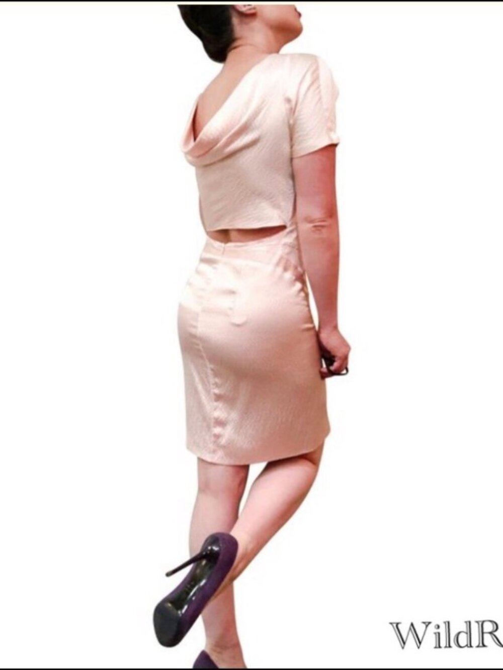 Zac Posen Textured Champagne Silk Sheath Dress 8